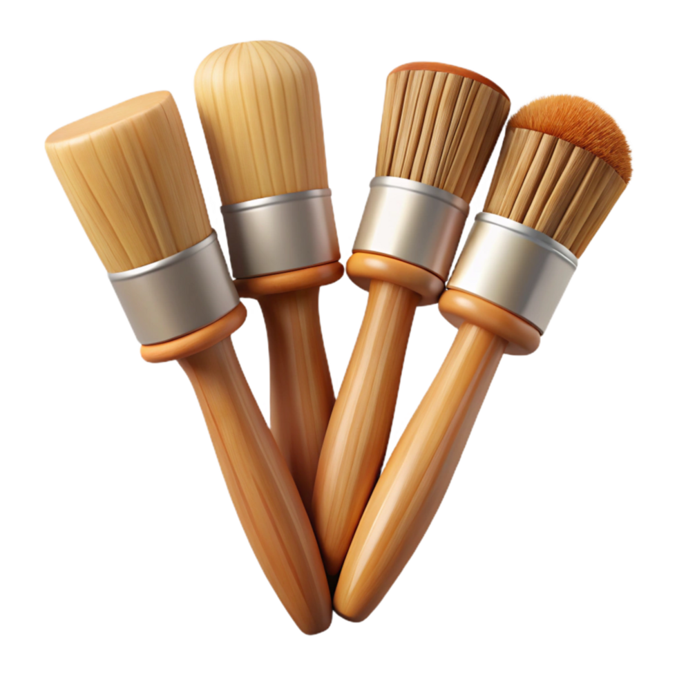 extraordinary abstract Set of Paintbrushes with Wooden Handles Transparent Background professional png