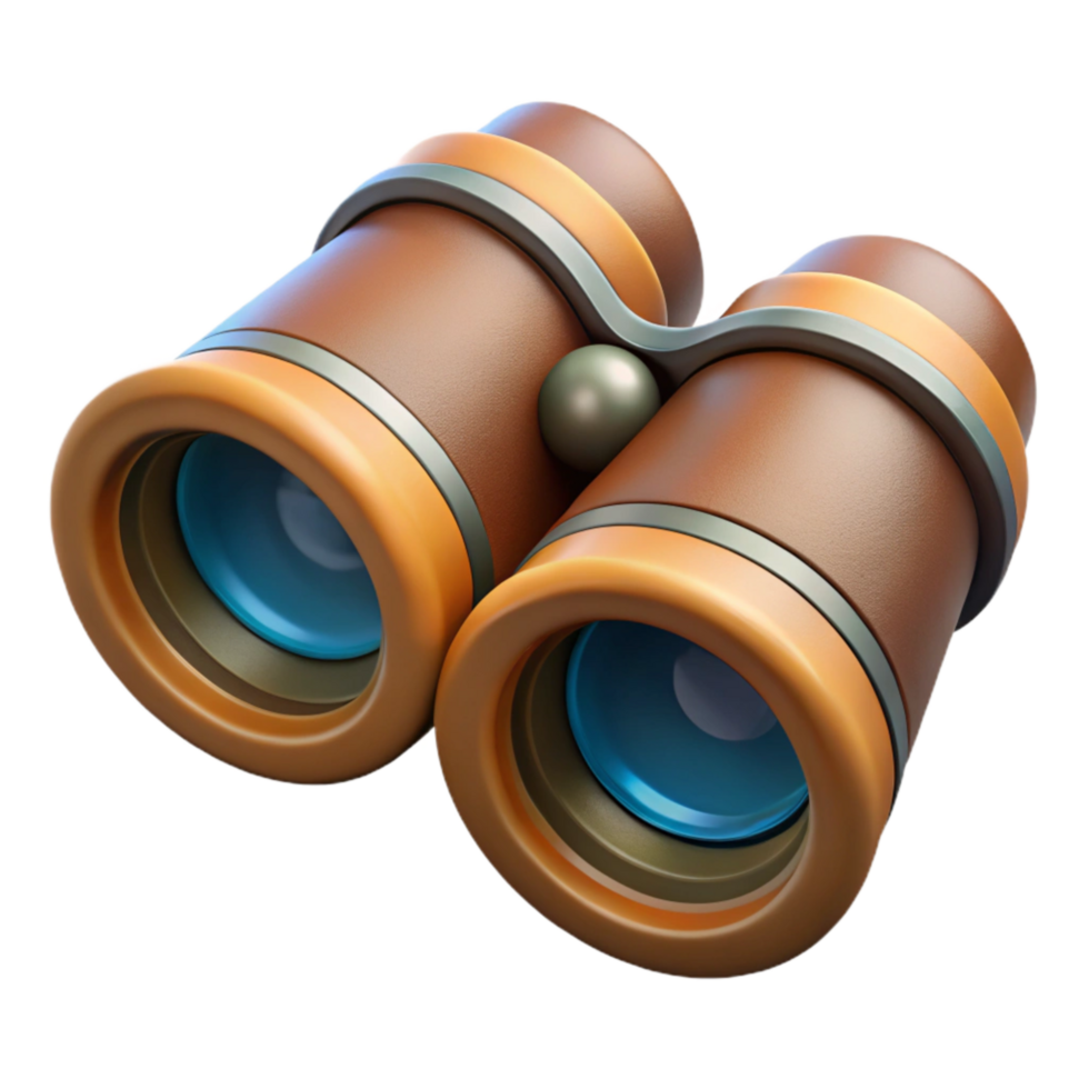 magnificent classic Yellow Binoculars Lens Close Up Detail Transparent Background high resolution png