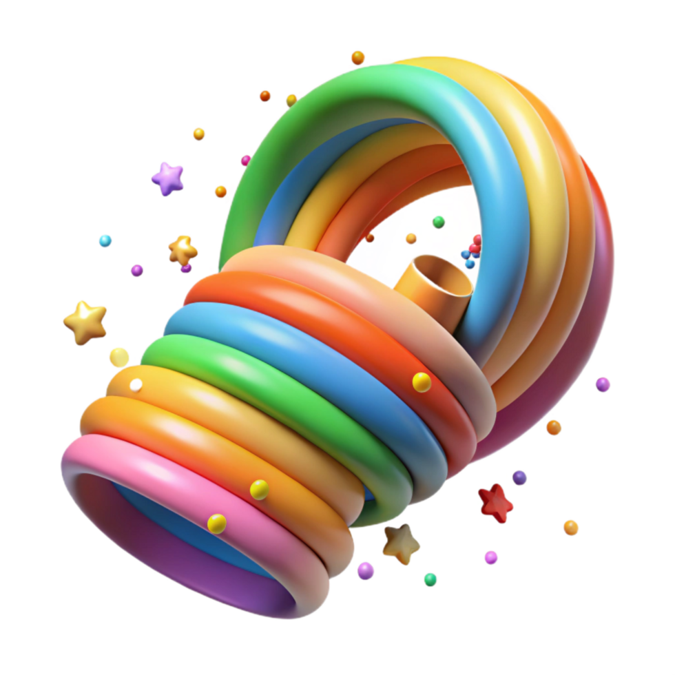 vibrant classic Confetti Streamers Spiral Rainbow Colors Isolated authentic png