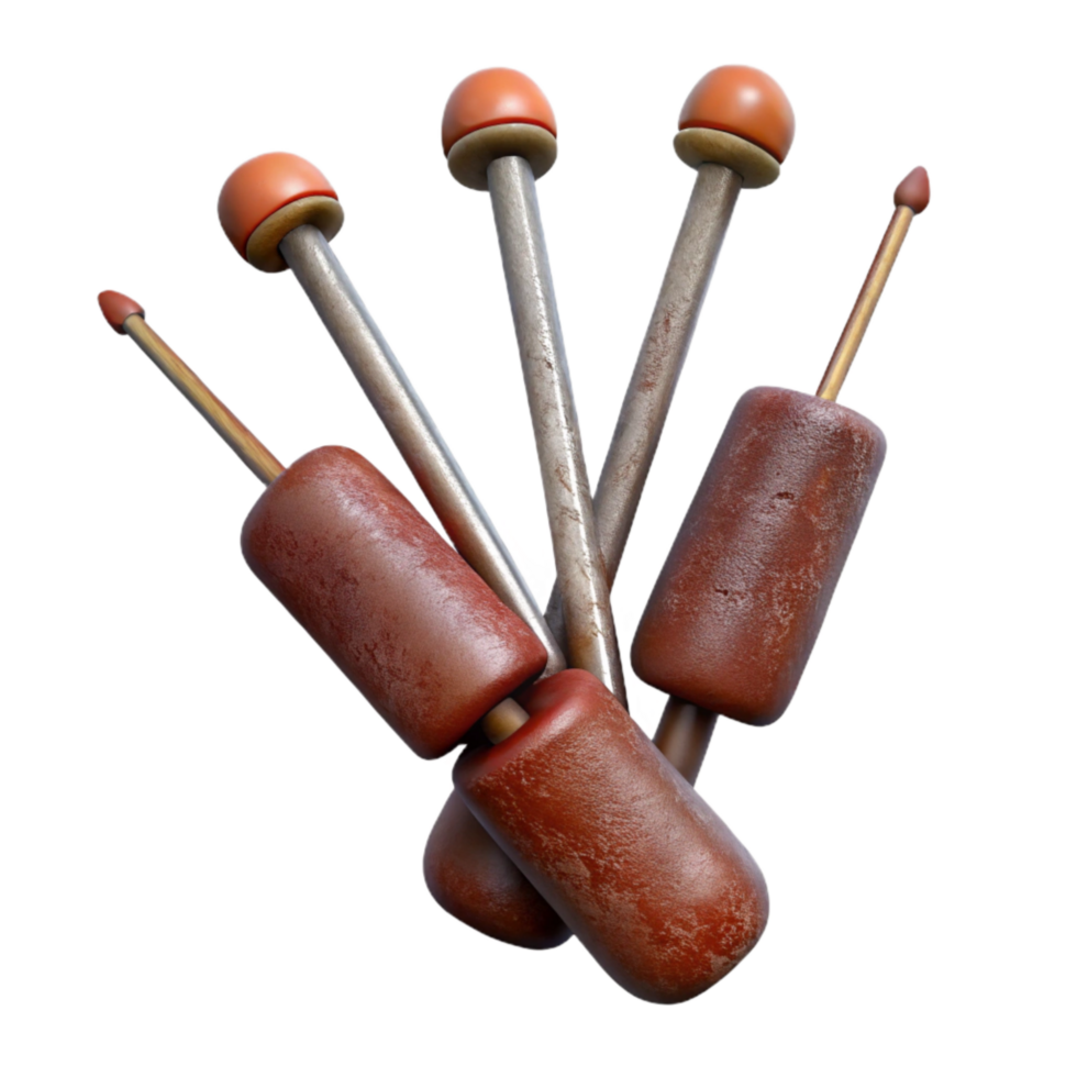 dramatic minimalist Set of Crochet Needles with Ergonomic Handles Isolated Element detailed png