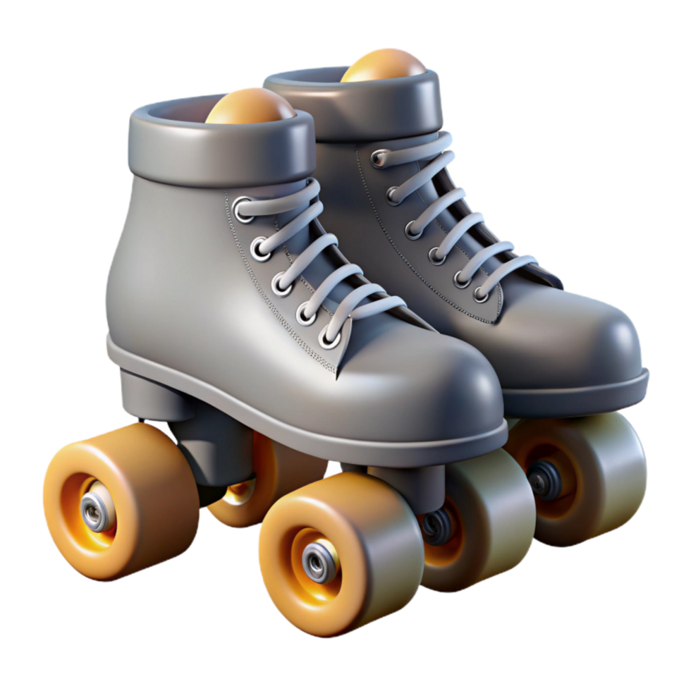 extraordinary traditional Gray Roller Skates Quad Wheels Retro Style Isolated Element professional png