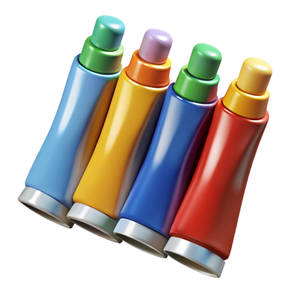 stunning modern Colorful Paint Tubes Arranged in a Row Transparent Background original png