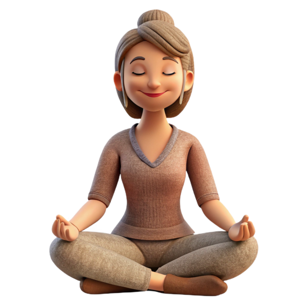 elegant artistic Smiling Woman Meditating Transparent Background professional png