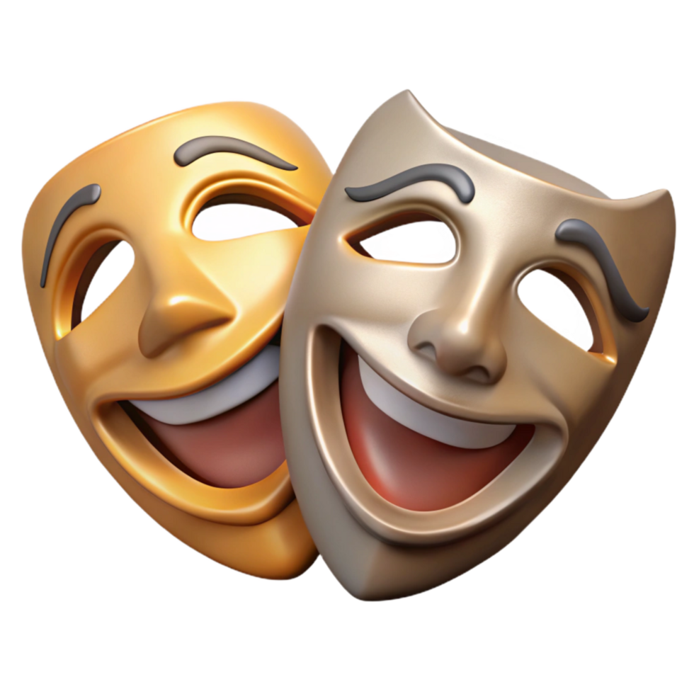 beautiful abstract Theater Masks Comedy and Tragedy Isolated Element 4K png