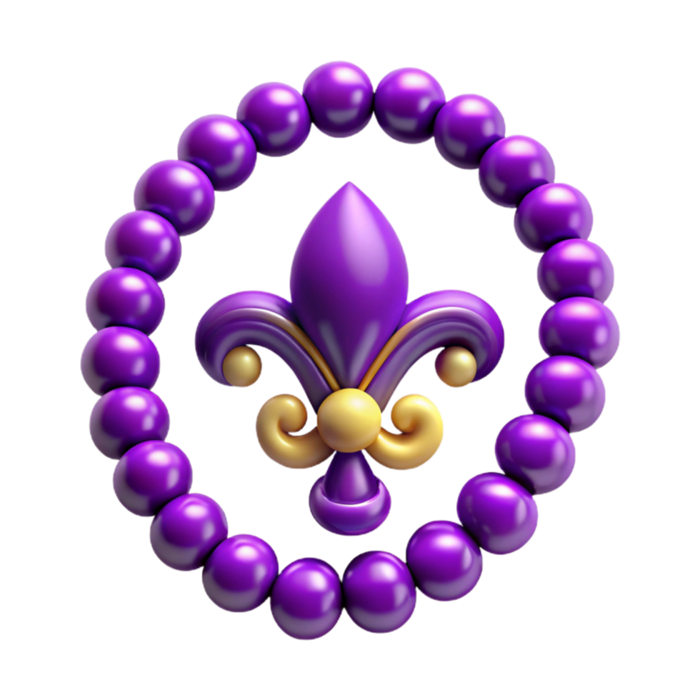 magnificent rustic Purple Mardi Gras Beads Cutout Isolated Element authentic png