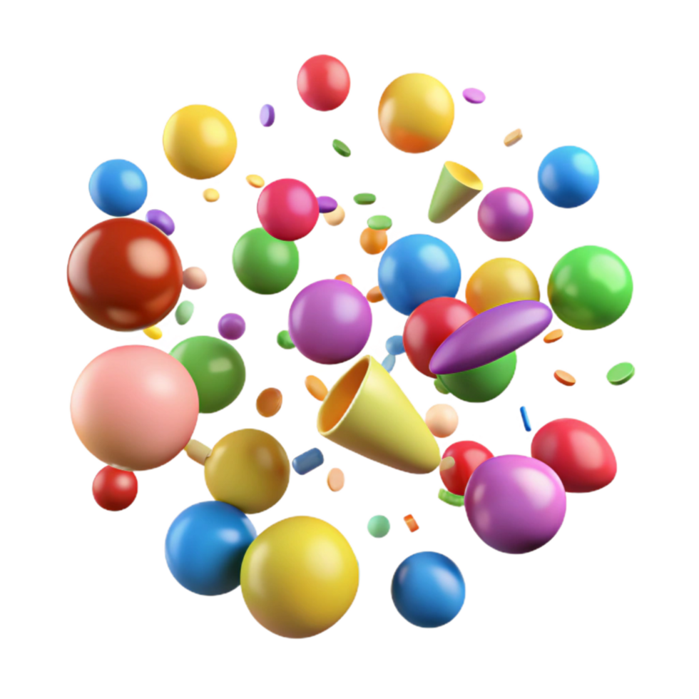 dramatic modern Festive Confetti Scattered Multicolored Transparent Background professional png