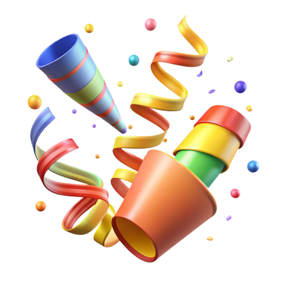 dramatic creative Festive Confetti Streamers Colorful Spiral Transparent Background detailed png