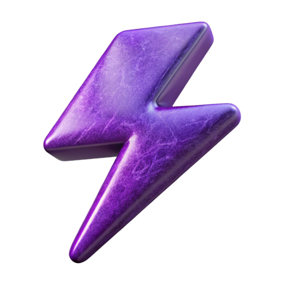 beautiful minimalist Purple Lightning Bolt Transparent Background Cutout high resolution png