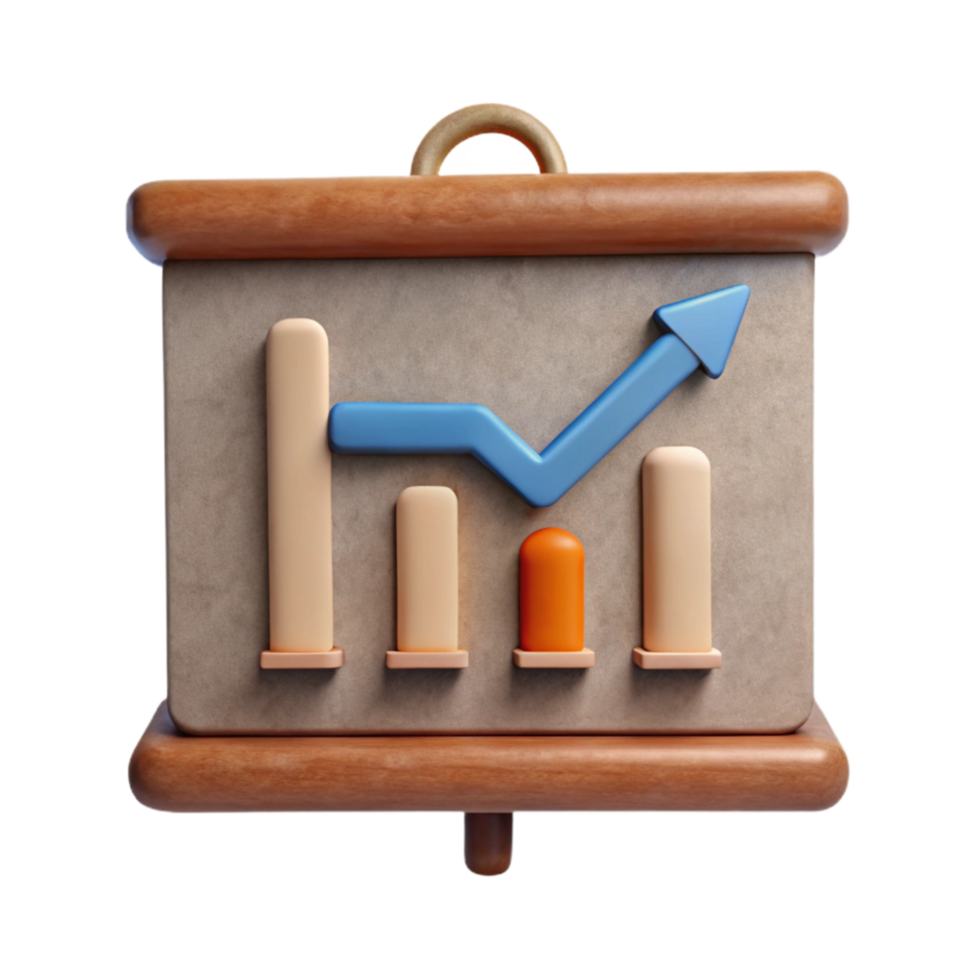 stunning traditional Presentation Chart with Upward Trend Isolated original png