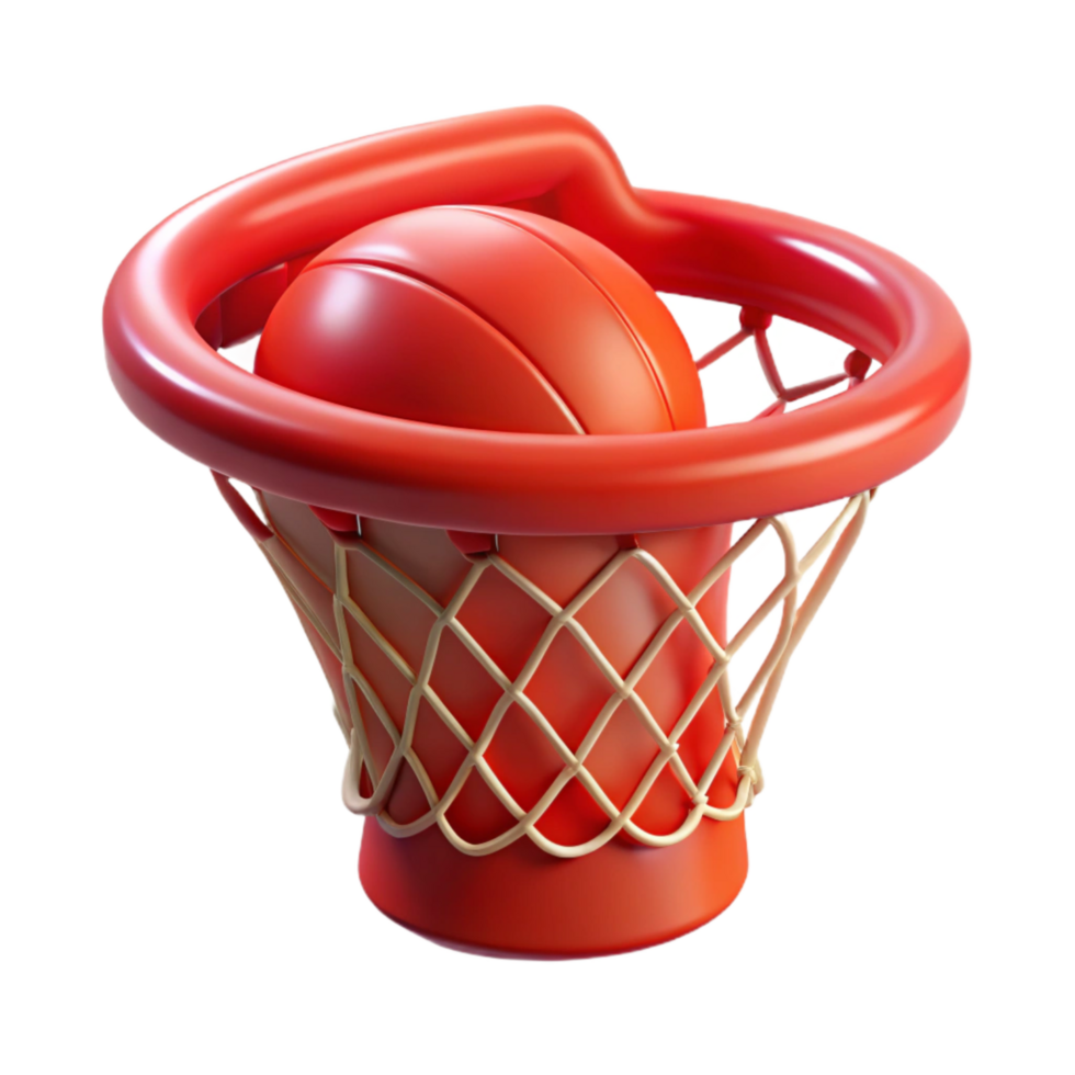 dramatic classic Red Basketball Hoop Net Swish Shot Transparent Background detailed png