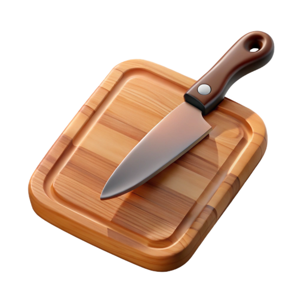 beautiful abstract Wooden Cutting Board with Knife Transparent Background professional png