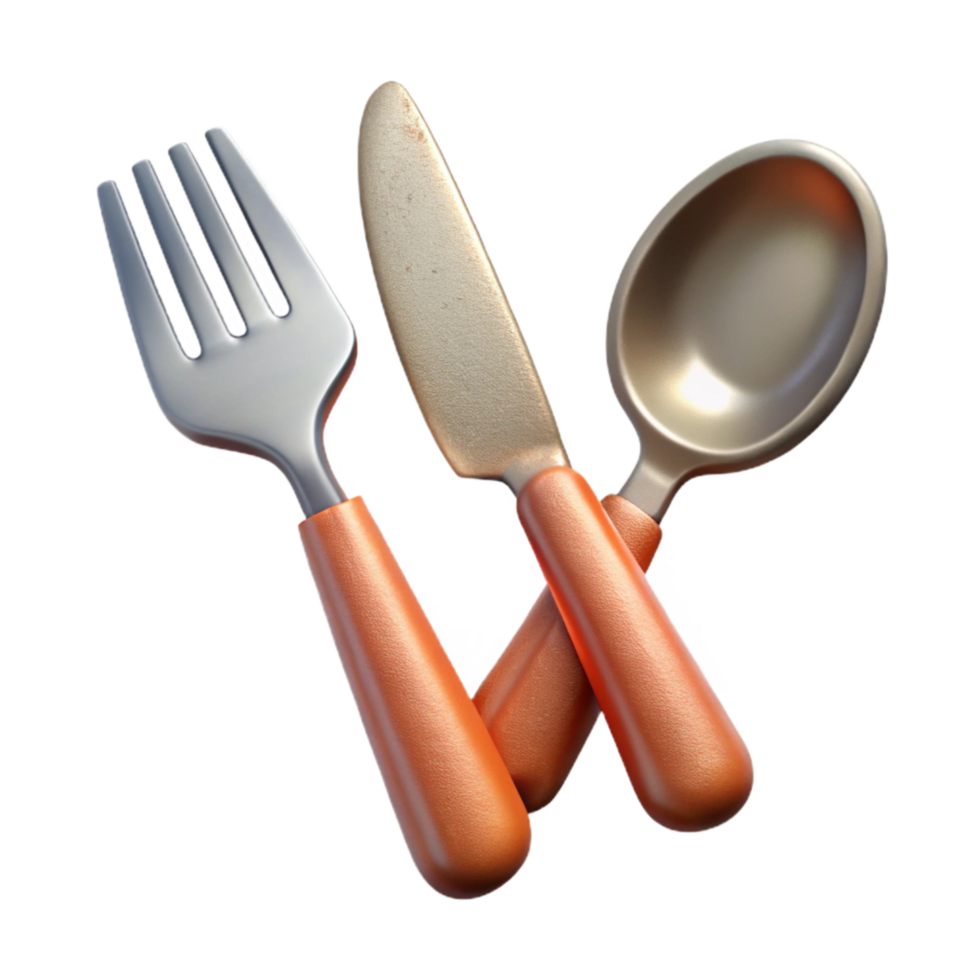vibrant creative Fork Knife and Spoon Cutout on Transparent Background detailed png