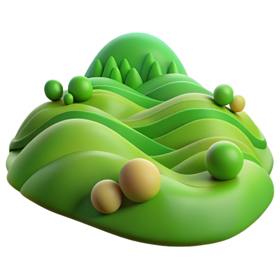 impressive artistic Rolling Green Hills Landscape Transparent Background authentic png