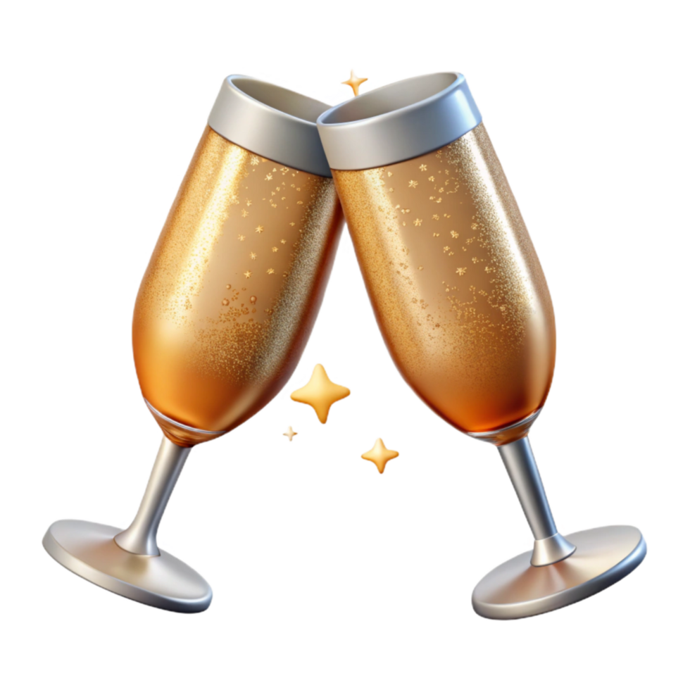 impressive contemporary New Years Eve Champagne Glasses Toasting Transparent Background genuine png