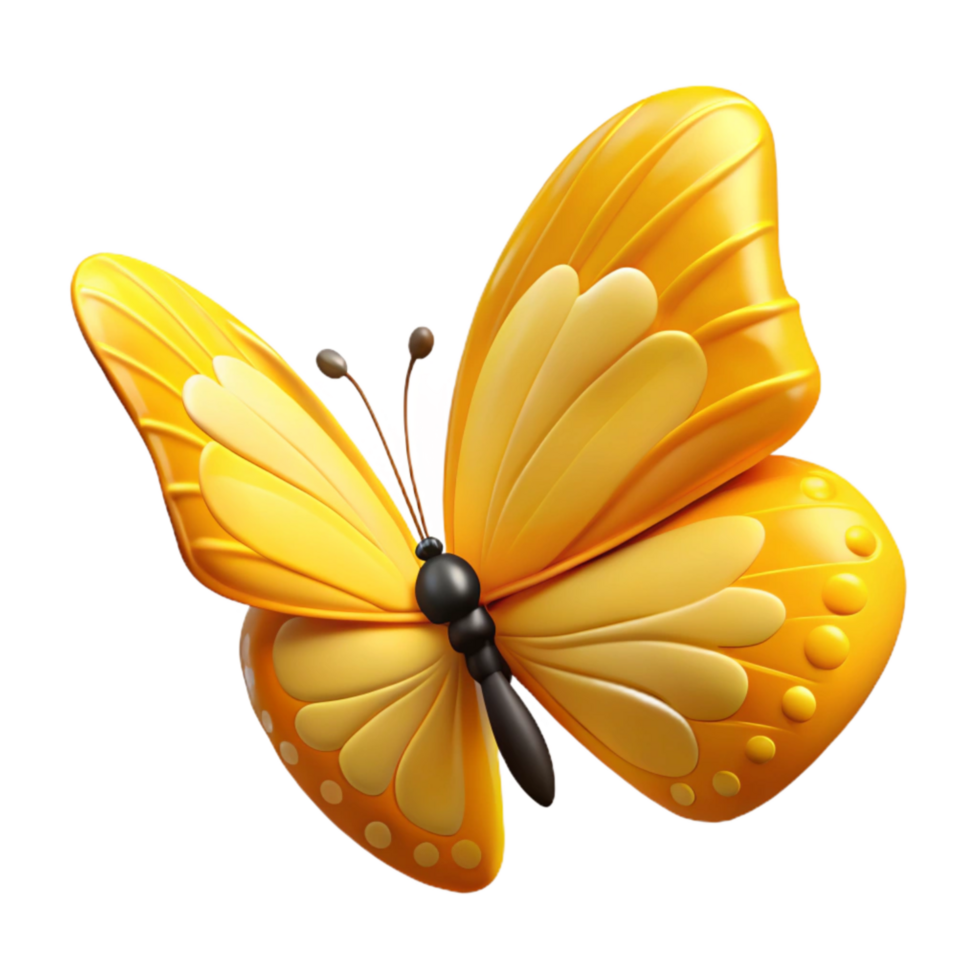 extraordinary artistic Yellow Butterfly Flying Side View with Transparent Background professional png
