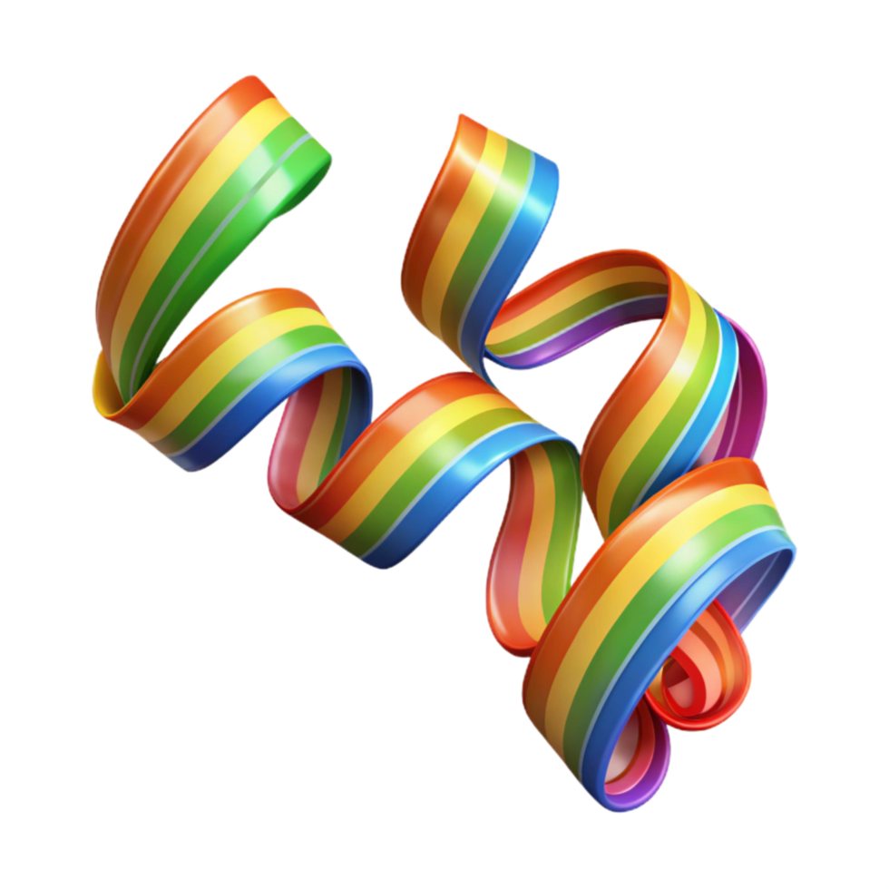 dramatic traditional Festive Streamers Curly Rainbow Transparent Background exclusive png