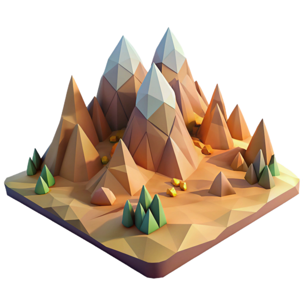 magnificent modern Abstract Low Poly Landscape Transparent Background genuine png