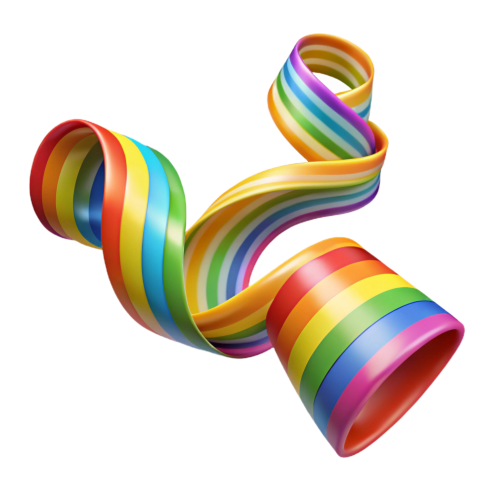 wonderful contemporary Festive Streamers Curly Rainbow Transparent Background exclusive png
