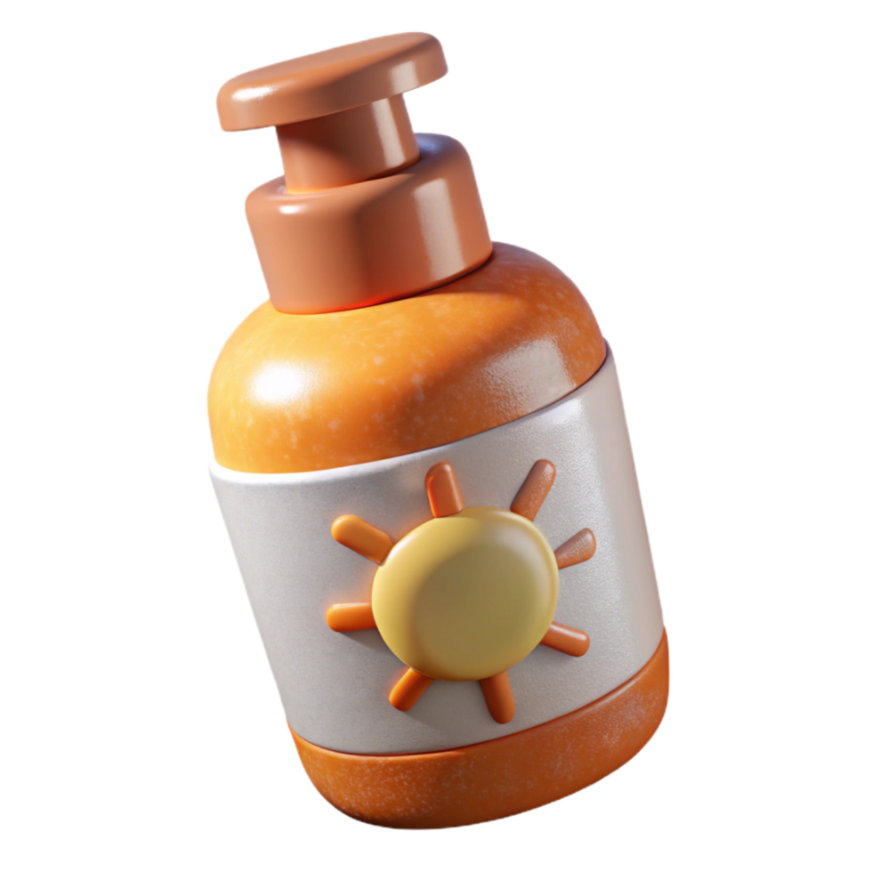 serene classic Sunscreen Bottle White and Orange Isolated Element premium png