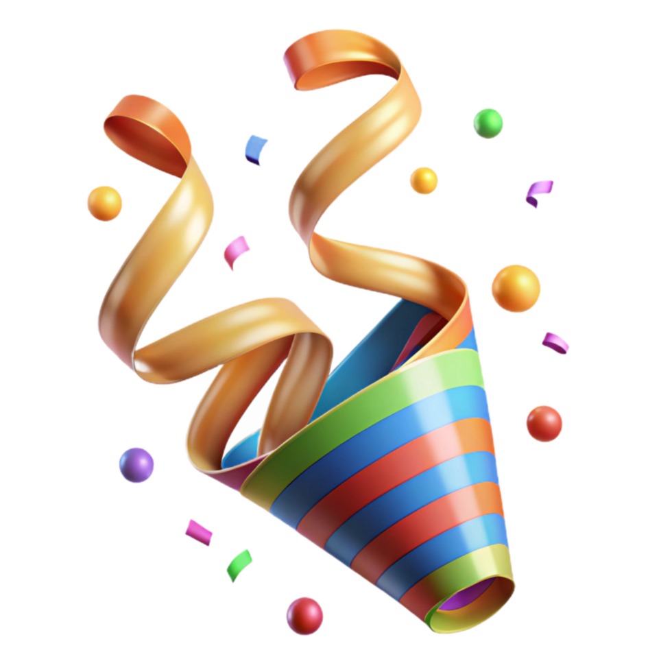 vibrant artistic Festive Confetti Streamers Colorful Spiral Transparent Background professional png