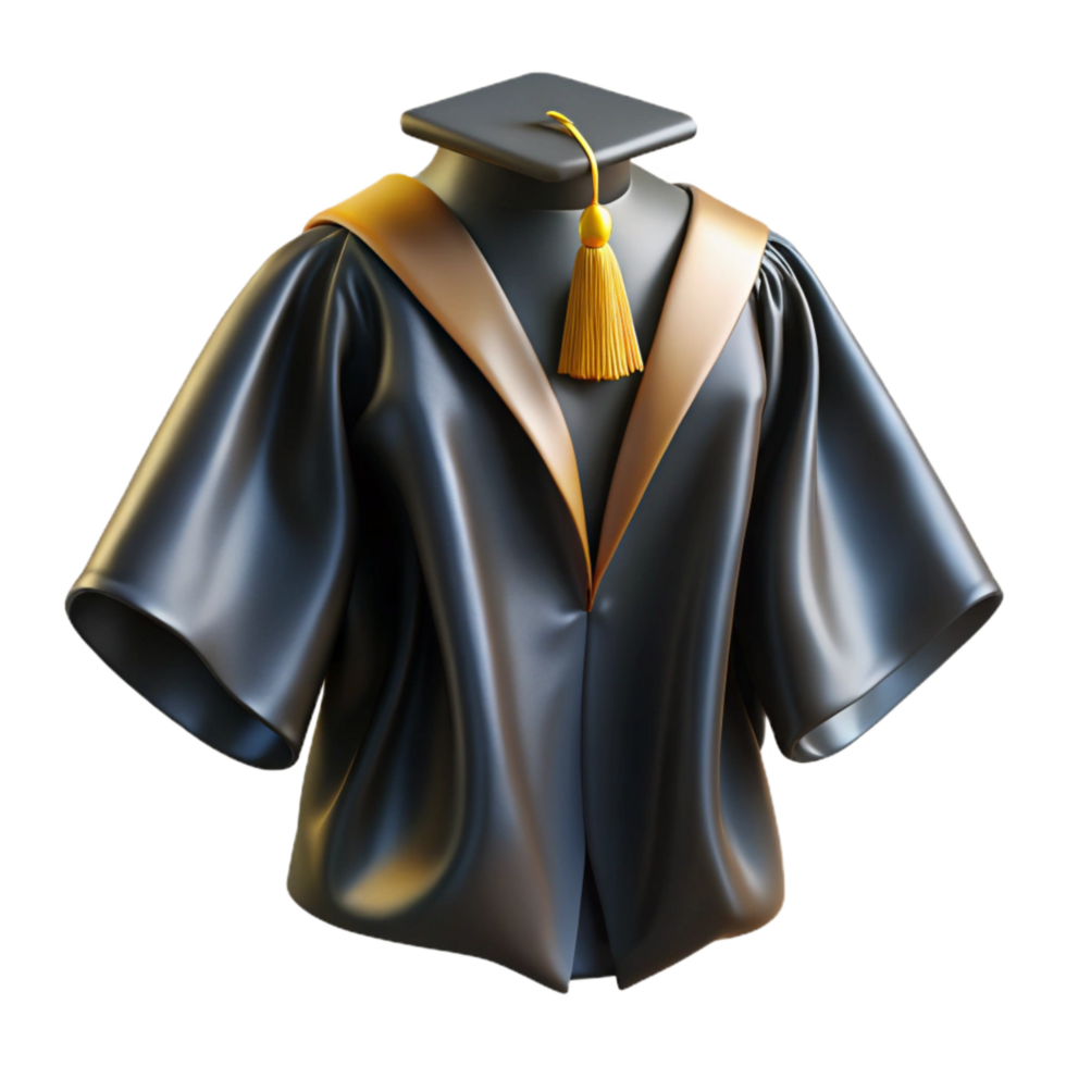 beautiful classic Graduation Gown Black Flowing Transparent Background high quality png