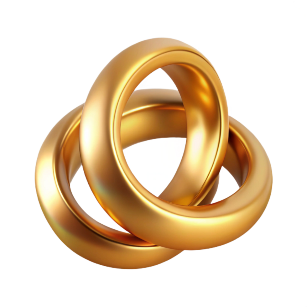 stunning rustic Wedding Rings Interlocked Gold Polished Transparent Background original png