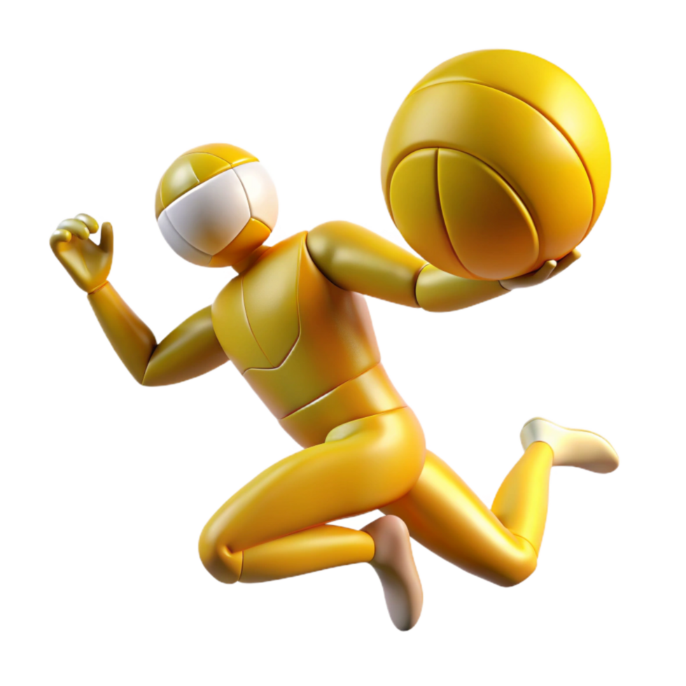 vibrant rustic Yellow Volleyball Player Spike Action Shot Isolated Element professional png