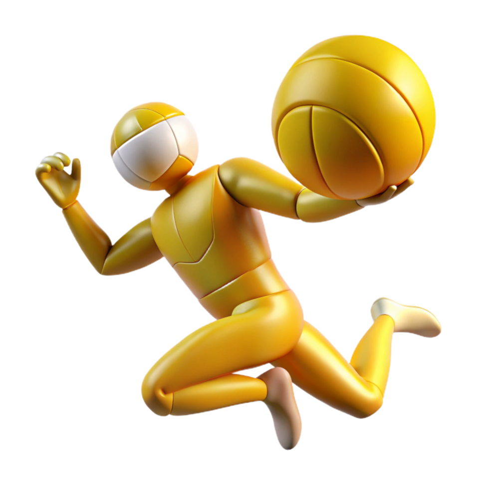 impressive rustic Yellow Volleyball Player Spike Action Shot Isolated Element exclusive png