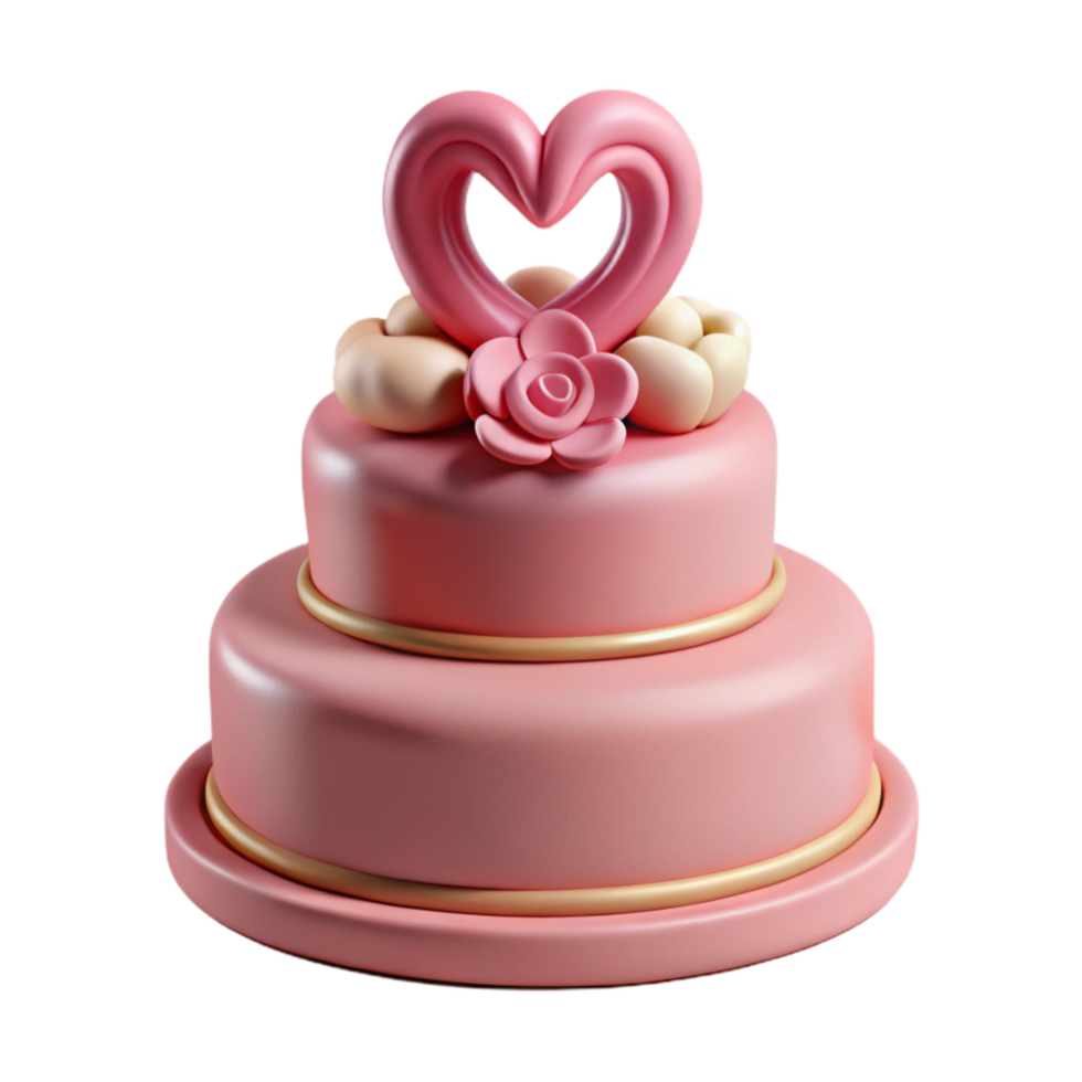 extraordinary rustic Pink Wedding Cake Topper Isolated with Elegant Design premium png