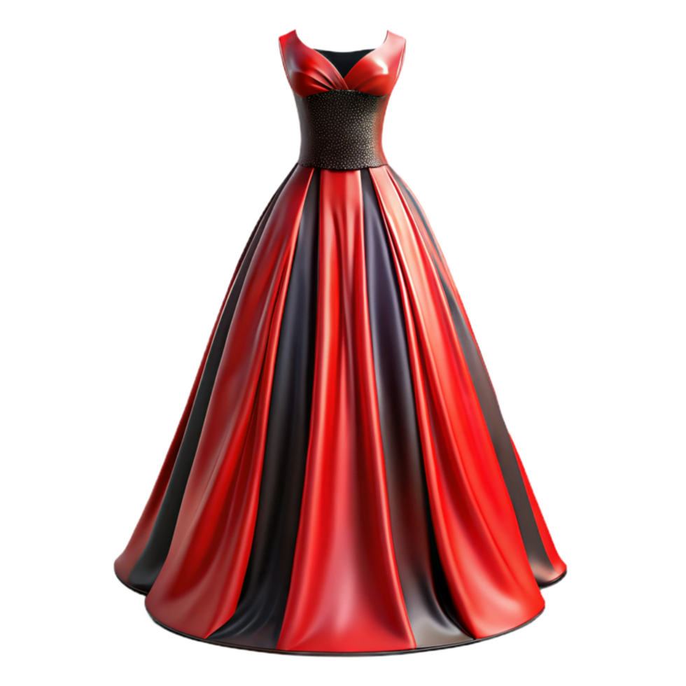 beautiful contemporary Elegant Evening Gown Red and Black Transparent premium png