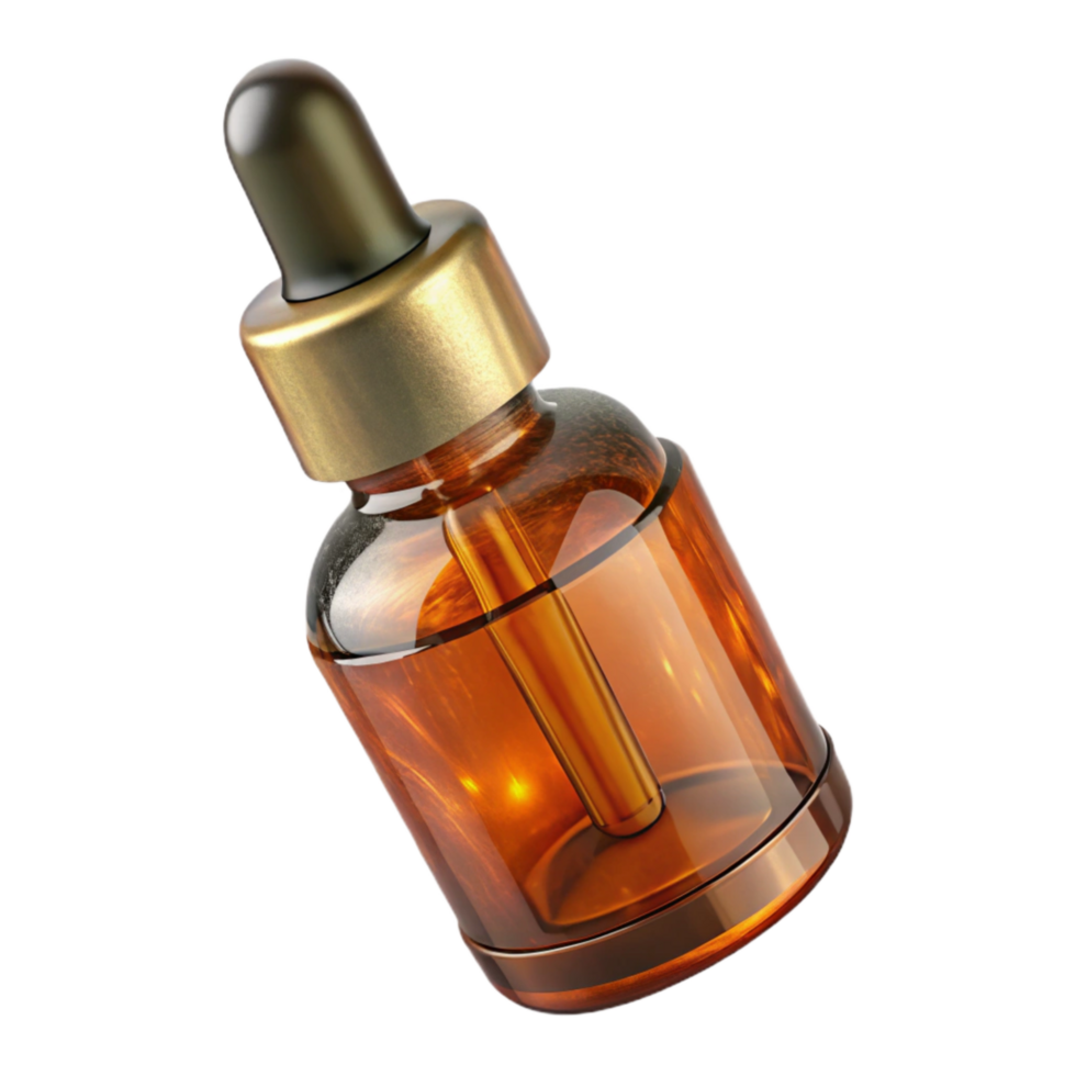 beautiful modern Essential Oil Dropper Bottle Amber Glass Transparent Background 4K png