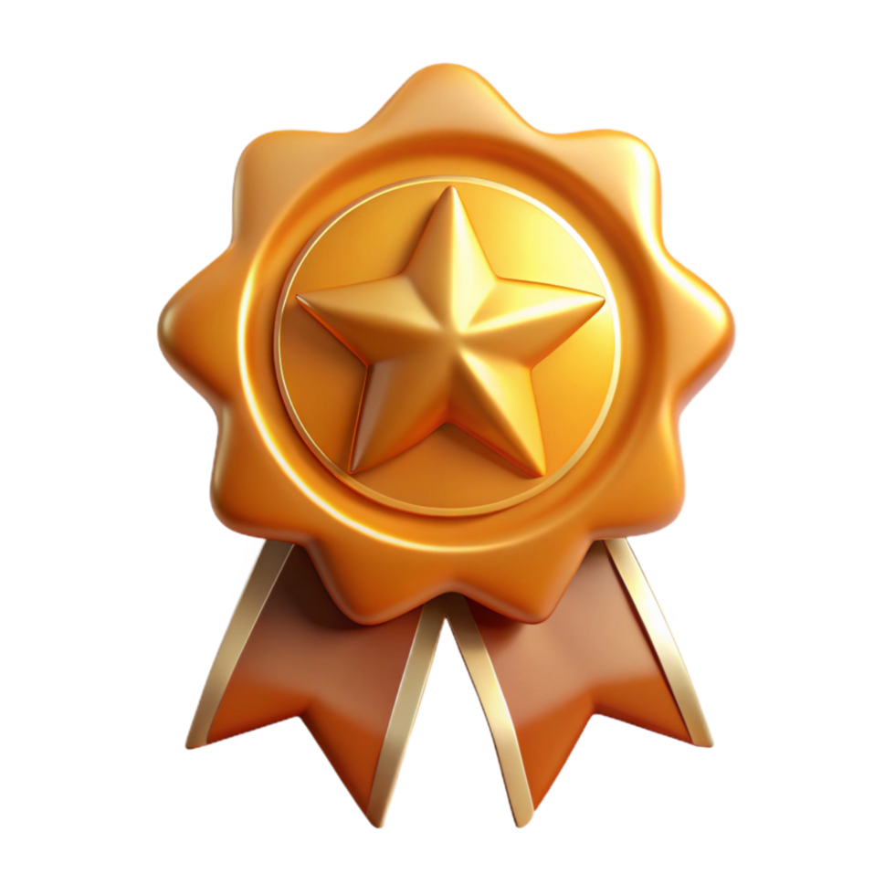 extraordinary minimalist Golden Award Ribbon with Star Transparent Background detailed png