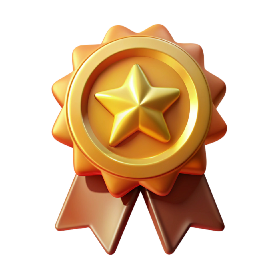 wonderful minimalist Golden Award Ribbon with Star Transparent Background exclusive png