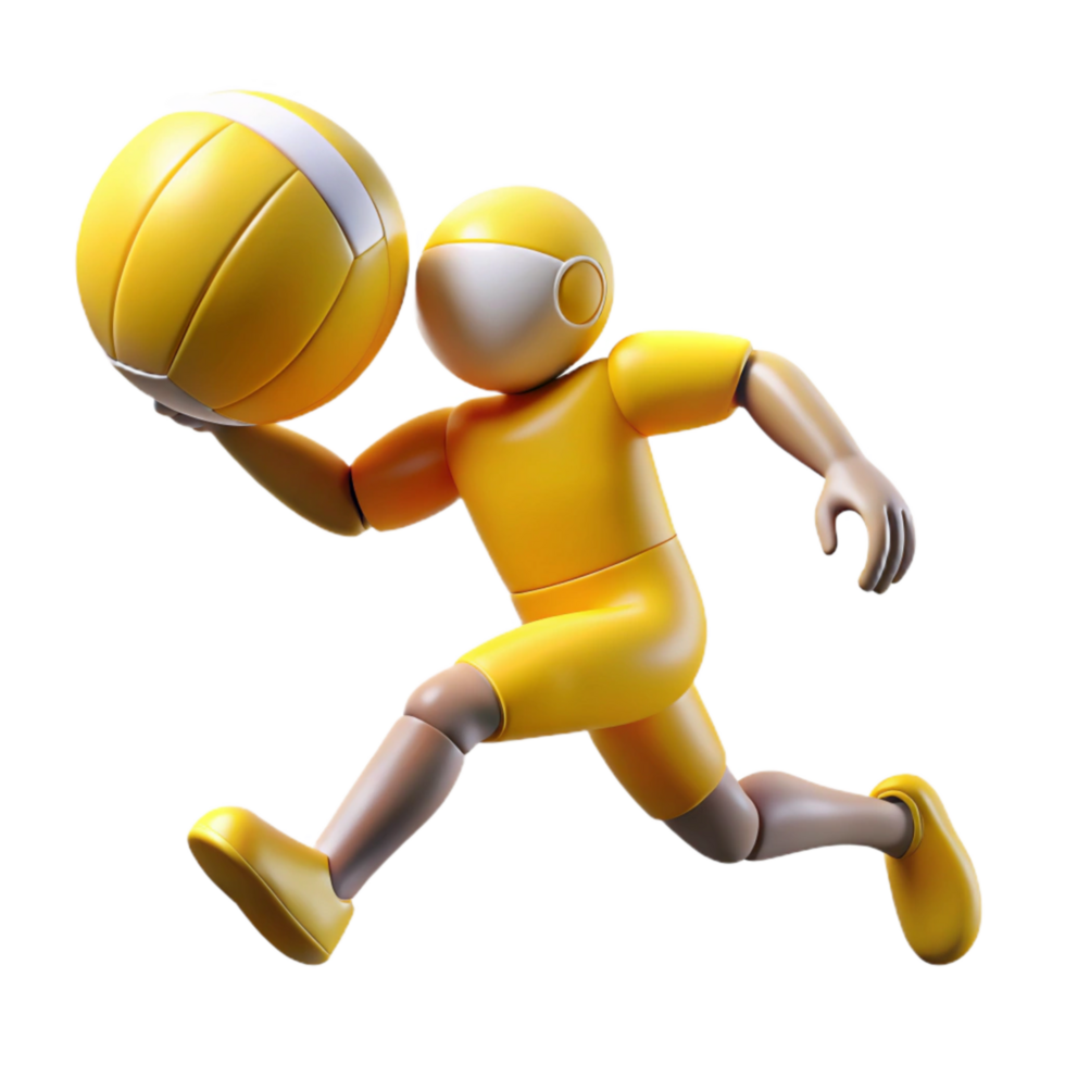 serene abstract Yellow Volleyball Player Spike Action Shot Isolated Element authentic png