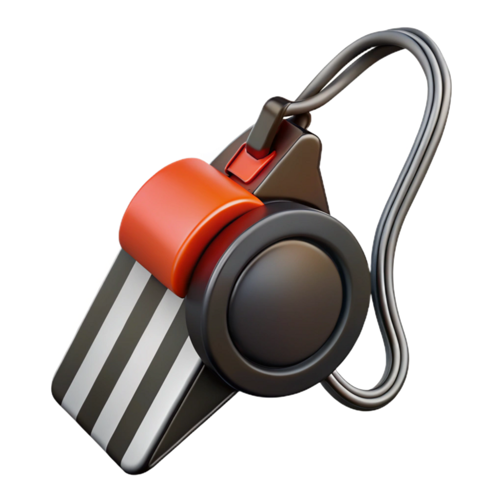 serene creative Referee Whistle Black Lanyard Attached Transparent detailed png