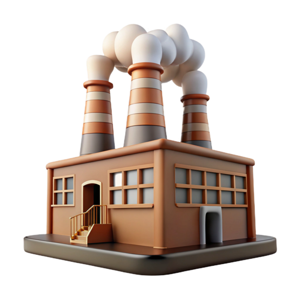 impressive creative Factory with Smoke Plumes Transparent Background 4K png