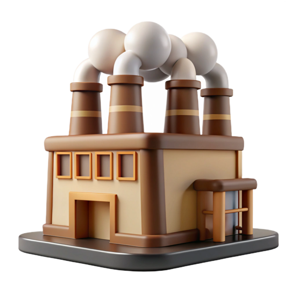 elegant classic Factory with Smoke Plumes Transparent Background professional png