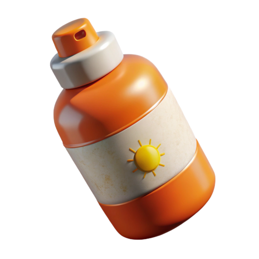 impressive modern Sunscreen Bottle White and Orange Isolated Element 4K png
