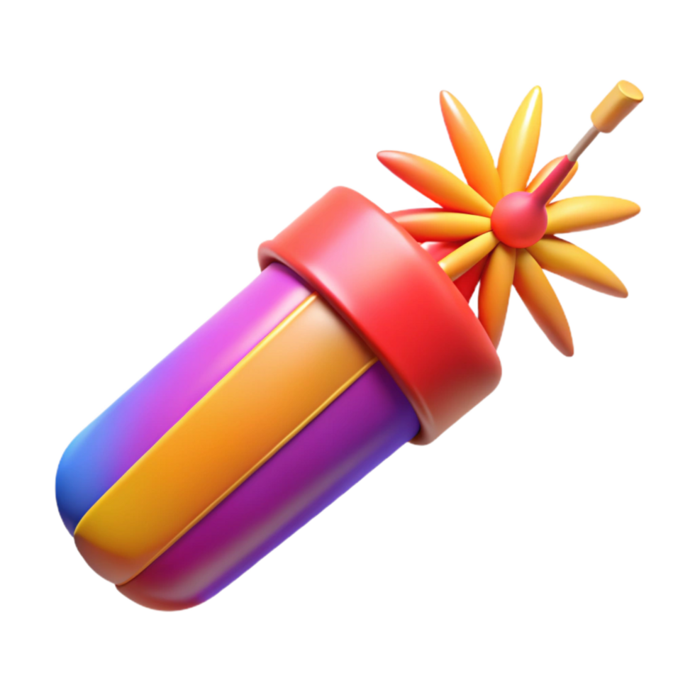 dramatic rustic Colorful Firecracker Isolated with Explosive Blast premium png