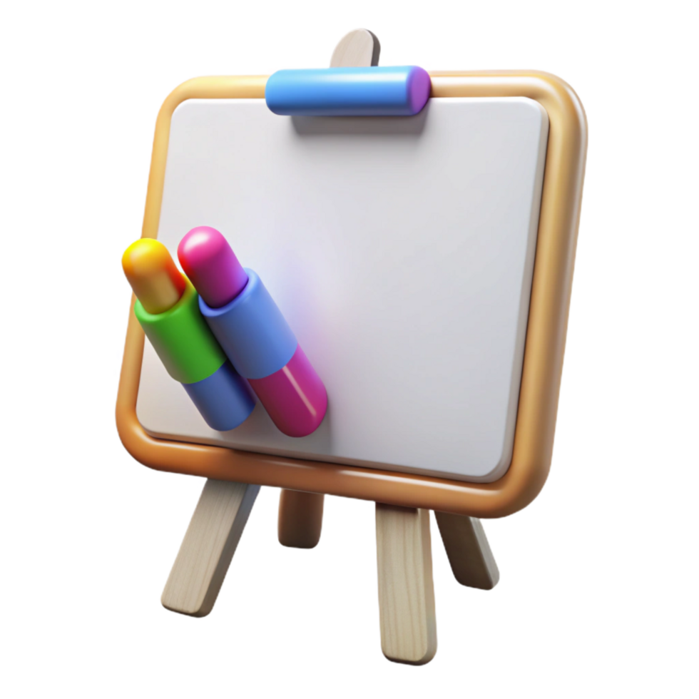 dramatic classic Whiteboard with Colorful Markers Transparent Background original png