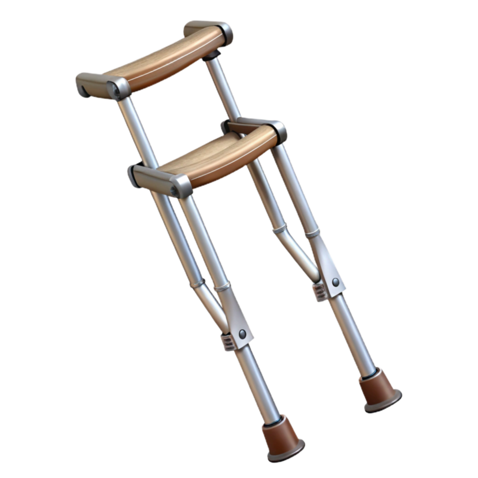 serene minimalist Crutches Aluminum Adjustable Height Transparent Background authentic png