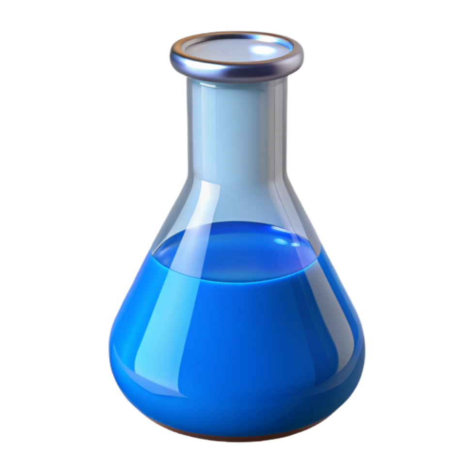 impressive abstract Chemistry Beaker with Blue Liquid Transparent Background premium png