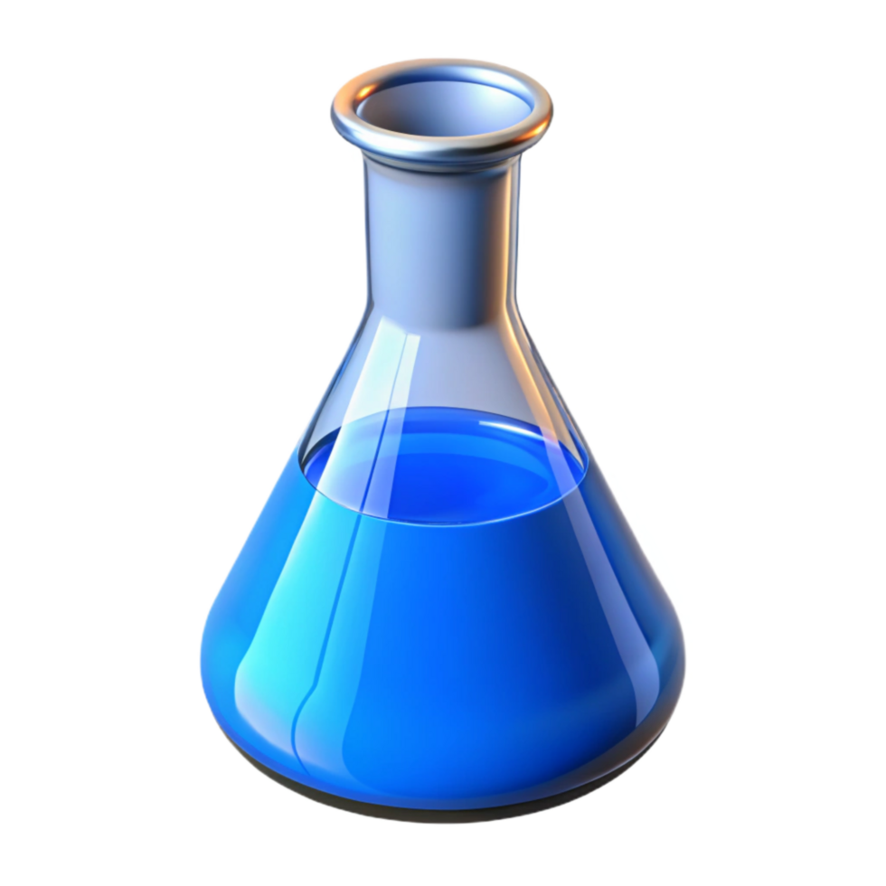 magnificent artistic Chemistry Beaker with Blue Liquid Transparent Background genuine png