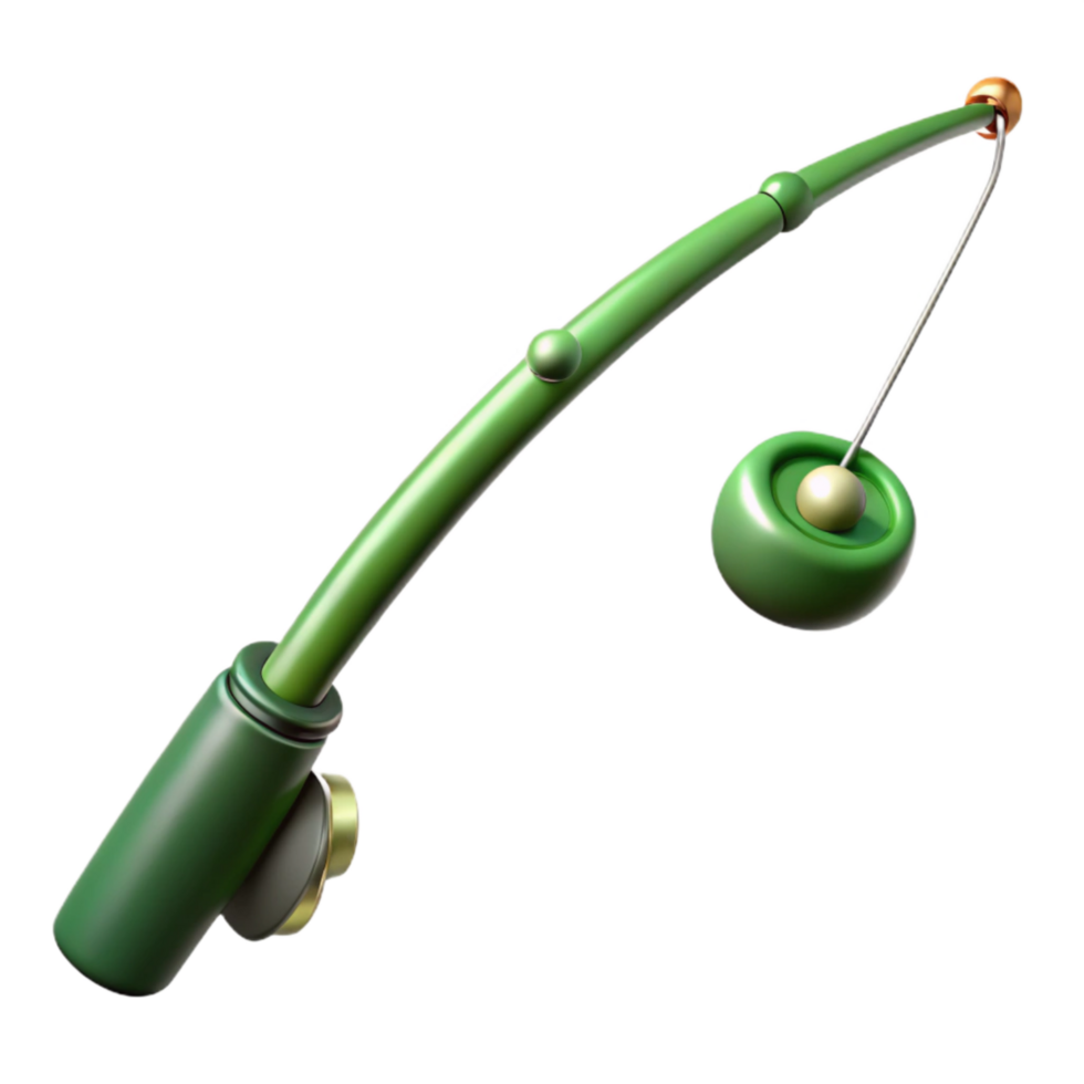 stunning contemporary Green Fishing Rod Casting Line Lake View Transparent Background high resolution png
