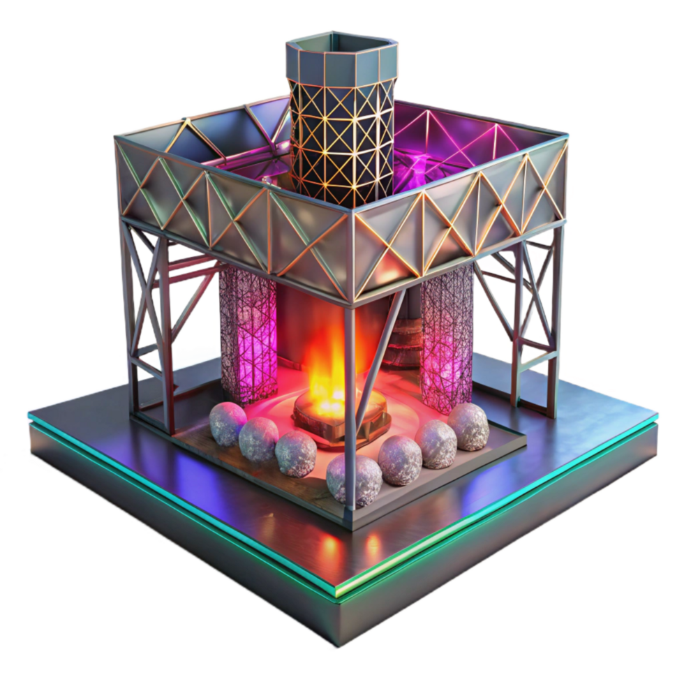 beautiful vintage 3d Rendered, Futuristic Interpretation of Burning Mart Installation, Metallic St exclusive png