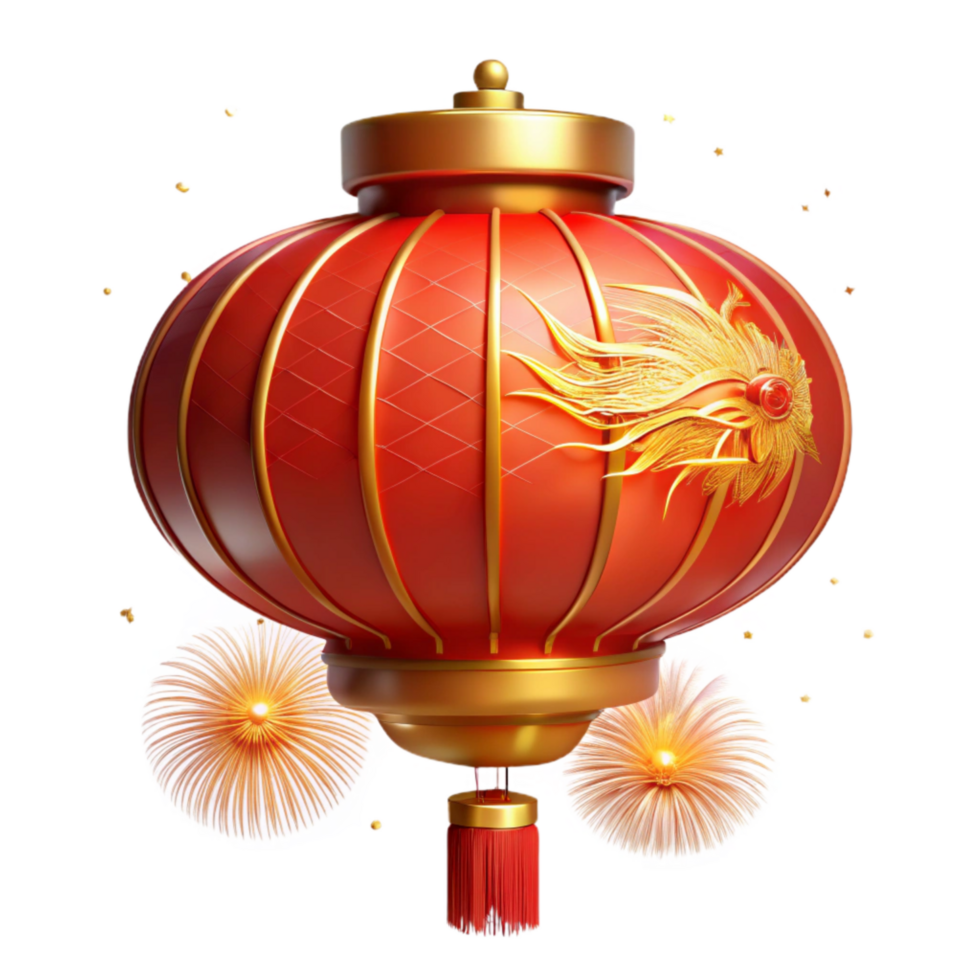wonderful abstract 3d Rendered Cutout of Chinese New Year Paper Lantern With 4K png