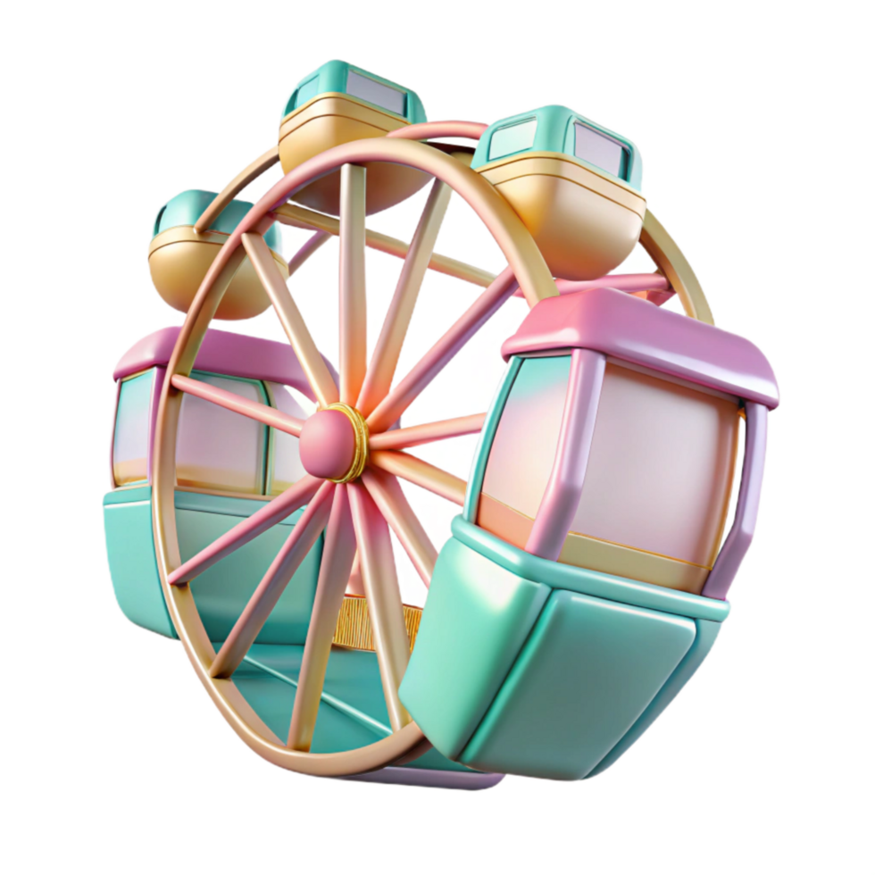 stunning classic 3d Rendered Cutout of Coachellferris Wheel Gondola, Featuring Pastel Pink, 4K png