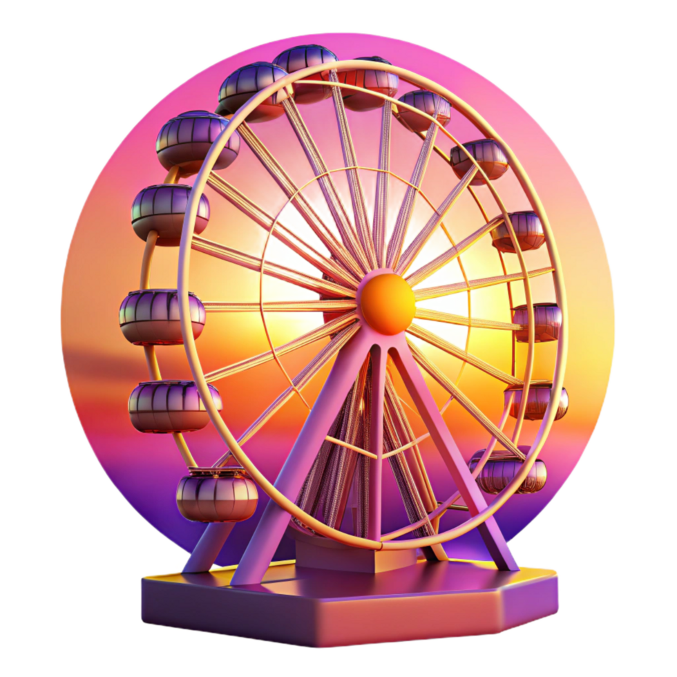 elegant modern 3d Rendered Coachellferris Wheel at Dusk, with Colorful Led Lights 4K png