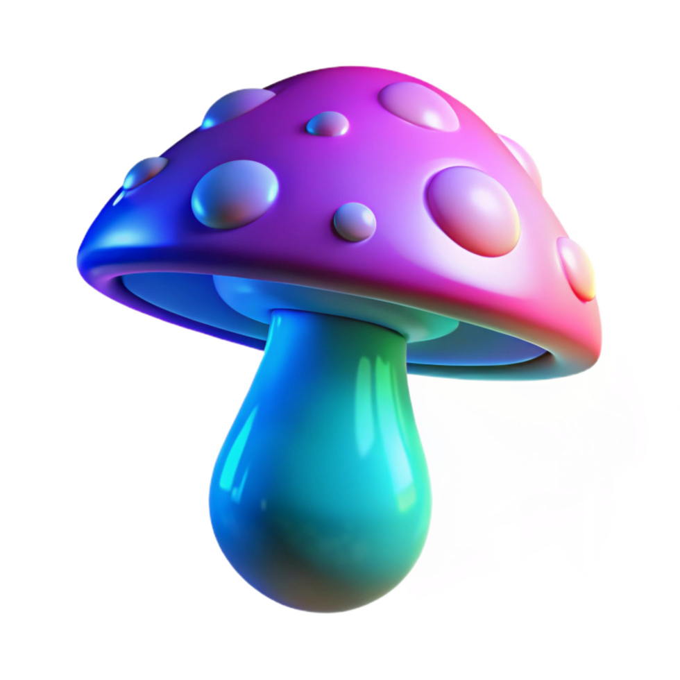 extraordinary creative Create 3d Rendered Cutout of Fantastical, Bioluminescent Mushroom with Vibrant original png