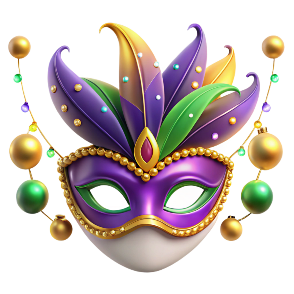 extraordinary creative 3d Rendered Cutout of Elaborate Mardi Gras Mask Adorned With detailed png